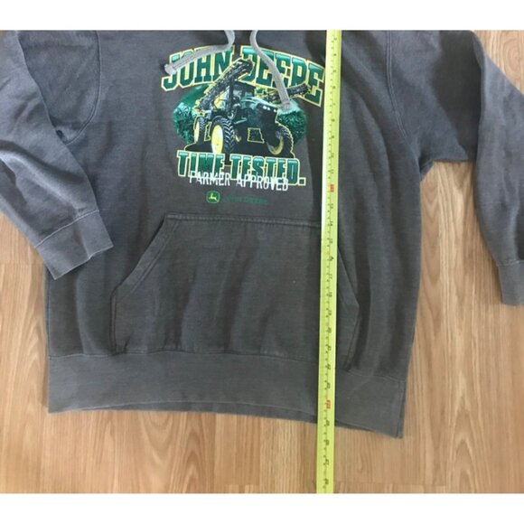 John Deere Sweatshirt Tractor Graphic Hooded Sz Large Time Tested Farmer Approve - Picture 3 of 4